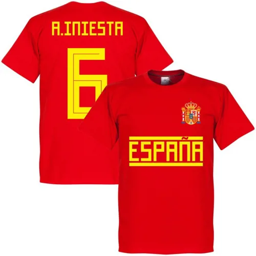 Espagne team t-shirt Iniesta - Rouge