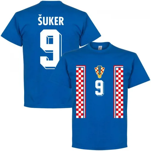 T-Shirt Croatie 1998 Suker - Bleu