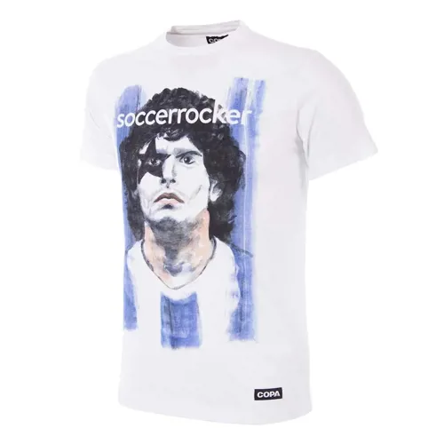 T-Shirt Argentine Maradona Soccer Rocker - Blanc